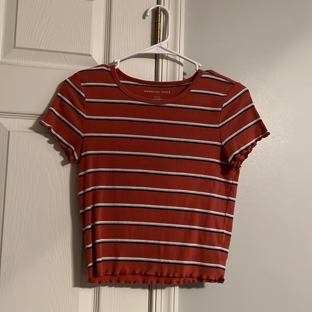 American Eagle Cropped T-shirt Stripe
